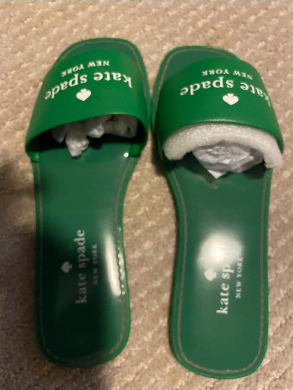 kate spade Green Slide Sandals with White Logo